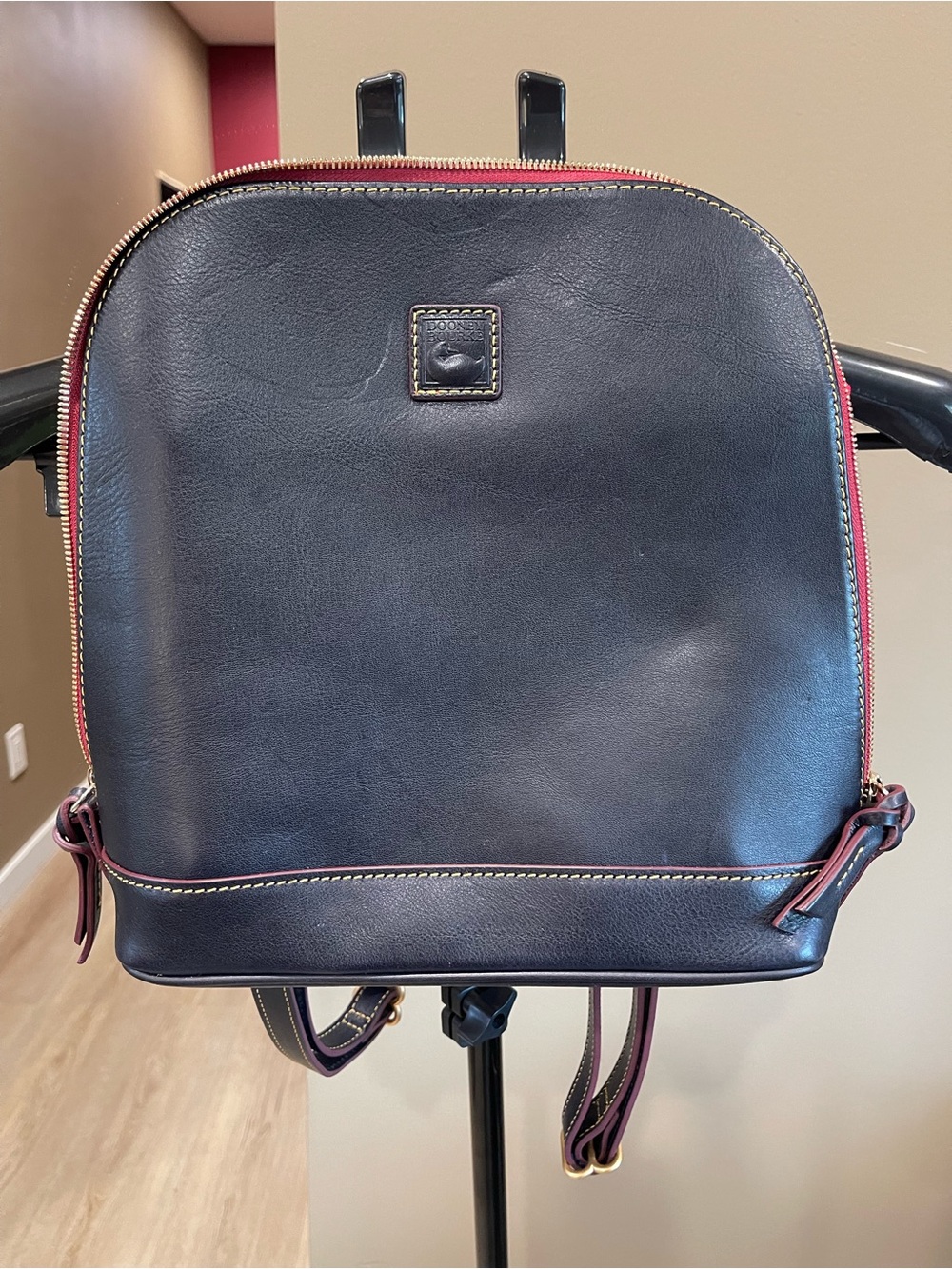 Dooney & Bourke Black Medium Backpack Red Lining